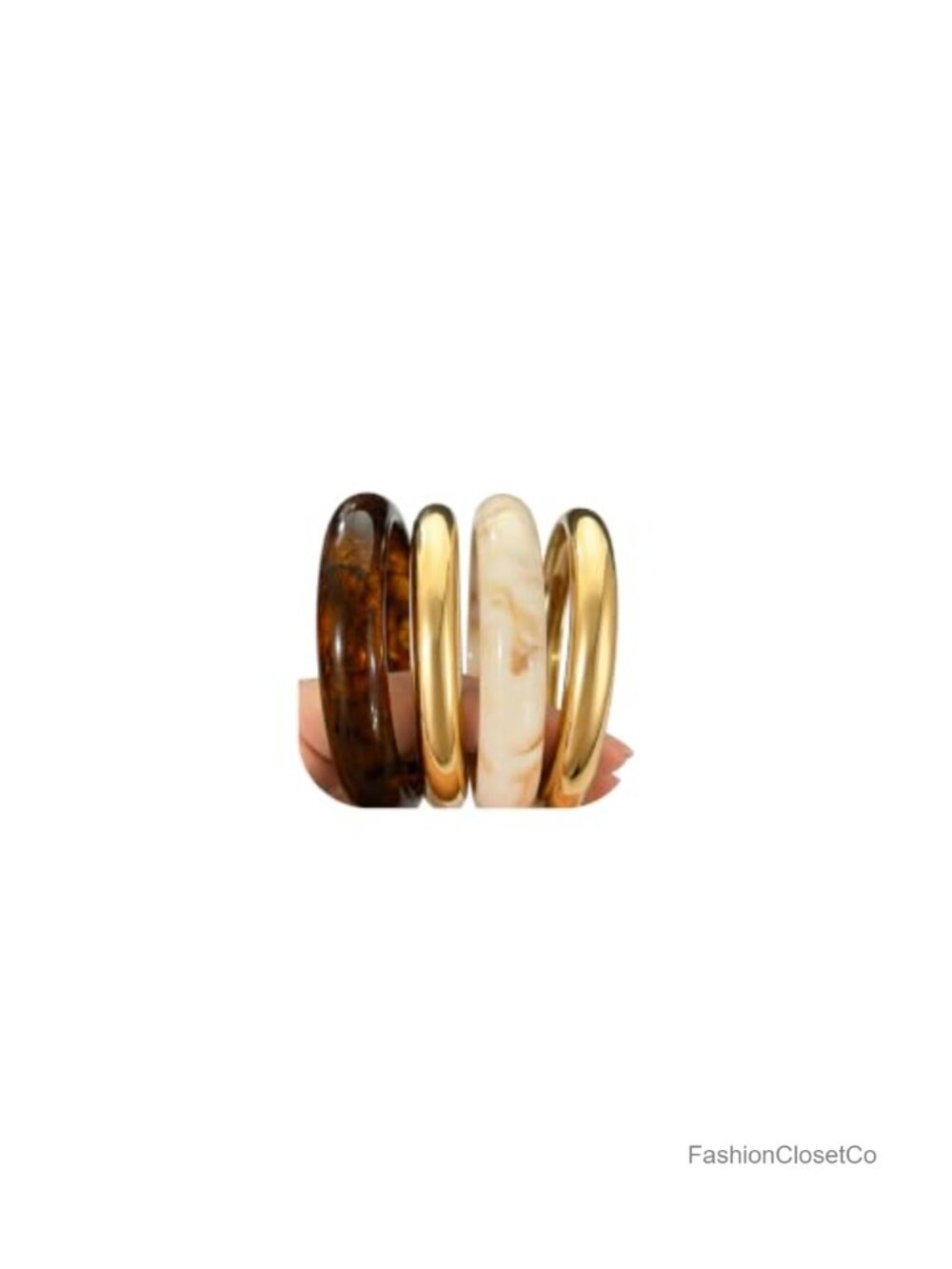 Acrylic and Metal Chunky Bangle Bracelet Set for Women Stackable Vintage Style